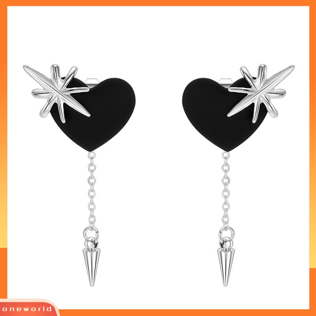 [WOD] 1pasang Drop Earrings Gothic Rantai Panjang Rumbai Hip Hop Kilau Terang Semua Pertandingan Dekorasi Streetwear Wanita Cinta Hati Studs Earrings Fashion Perhiasan Untuk Pacaran