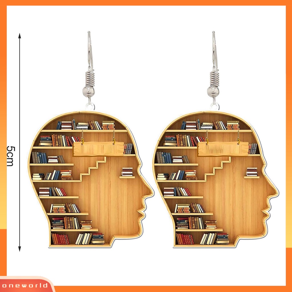 [WOD] 1pasang Tindik Unik Serbaguna Drop Earrings Vintage Book Lover Heart Librarian Hook Earrings Aksesoris Perhiasan