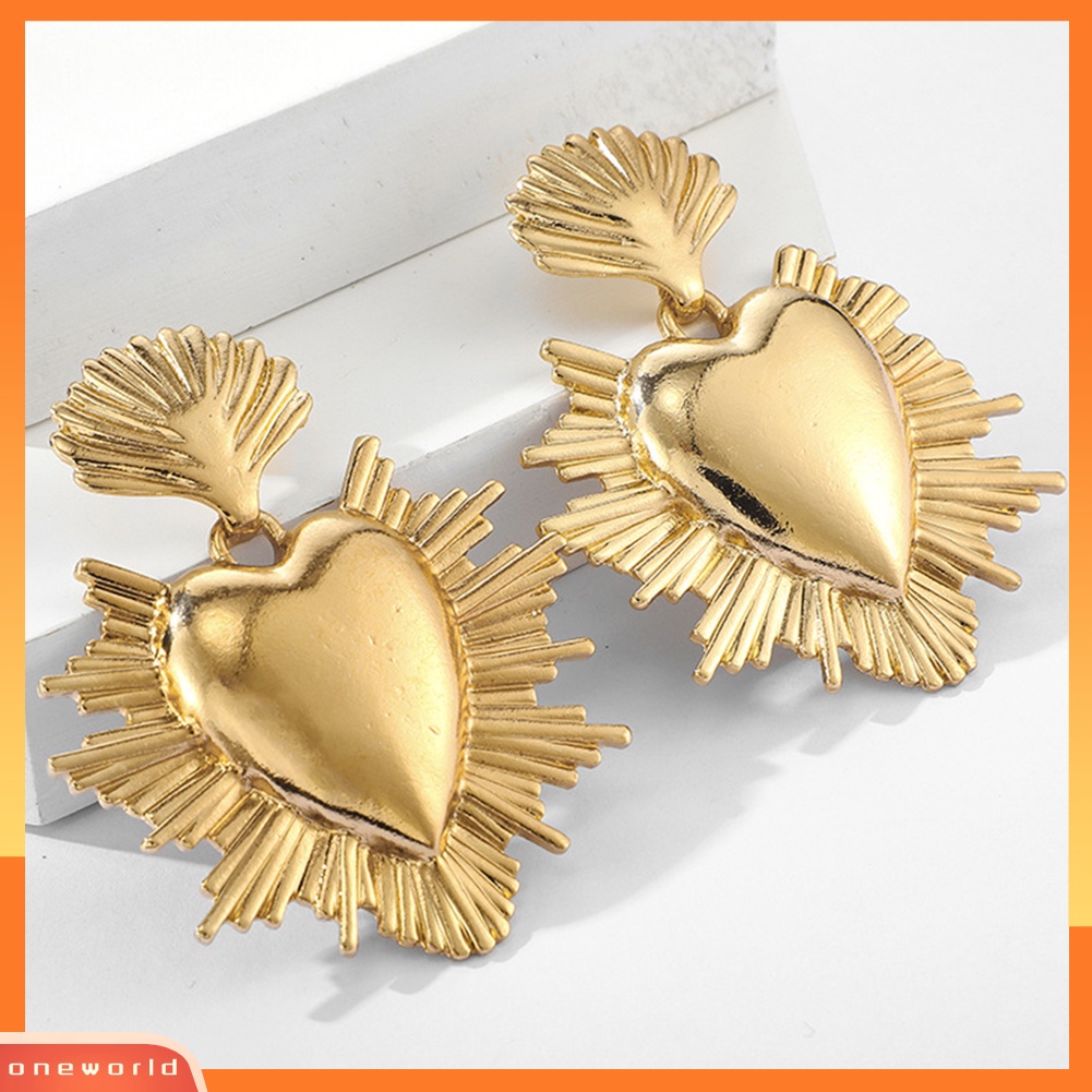 [WOD] Fashion Wanita Paduan Hati Timbul Liontin Anting Pernyataan Perhiasan Hadiah