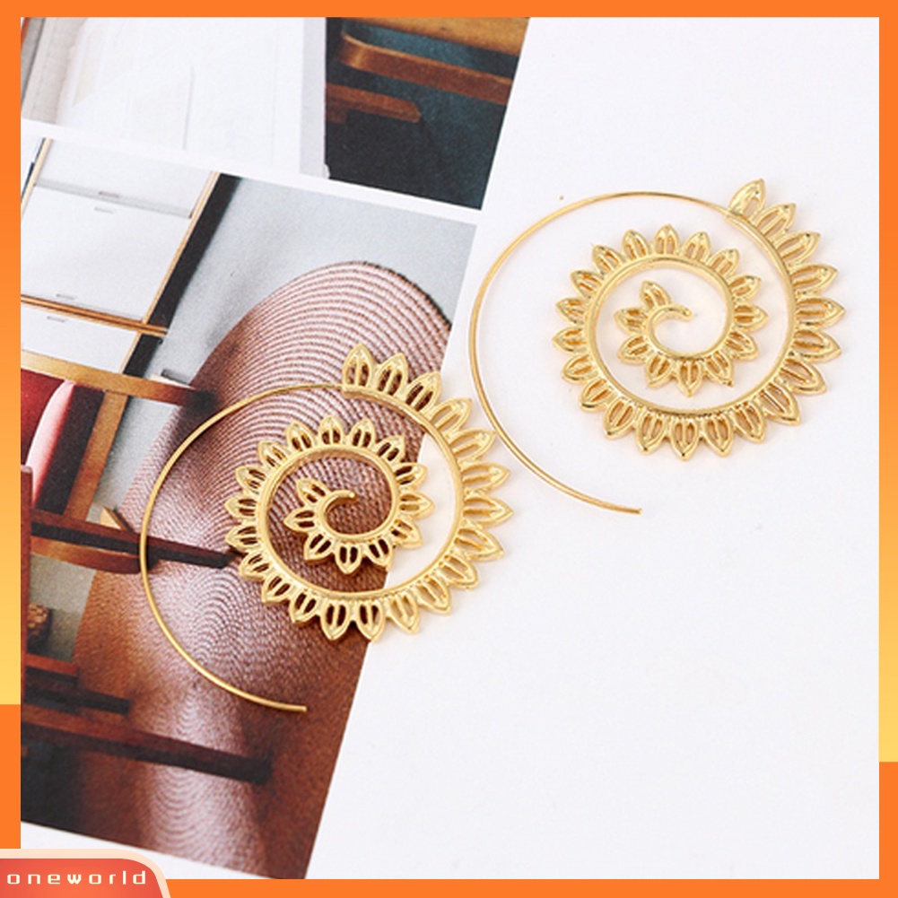 [WOD] Anting Hoop Pesta Bentuk Tetesan Air Paduan Spiral Perhiasan Eardrop Fashion Lady