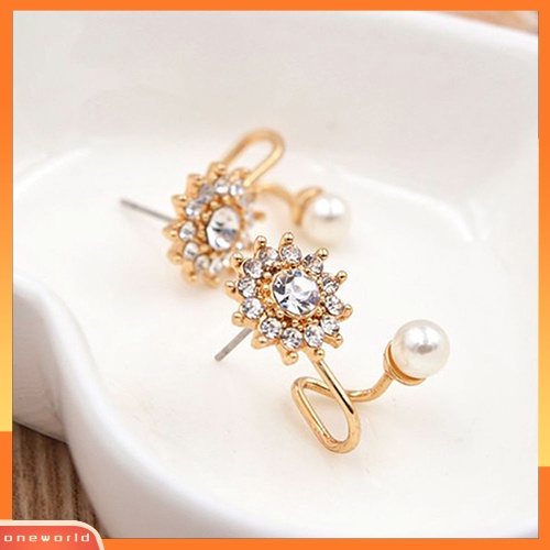 [WOD] Wanita Manis Mutiara Imitasi Berlian Imitasi Snowflake Ear Stud Earrings Perhiasan Charm