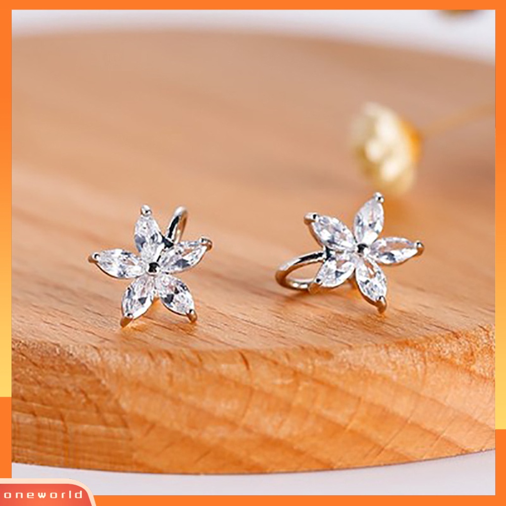 [WOD] 1pc Anting Tidak Luntur Tidak Mudah Karat Bahan Alloy Bunga Bentuk U Manset Telinga Untuk Pesta