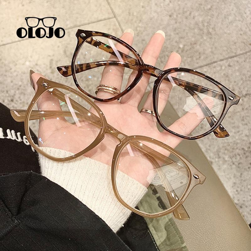 【COD】Kacamata Anti-Cahaya Biru Dengan Paku Beras Leopard Print Flat Light Kacamata Wanita Perlindungan Radiasi Kacamata Pelindung Mata