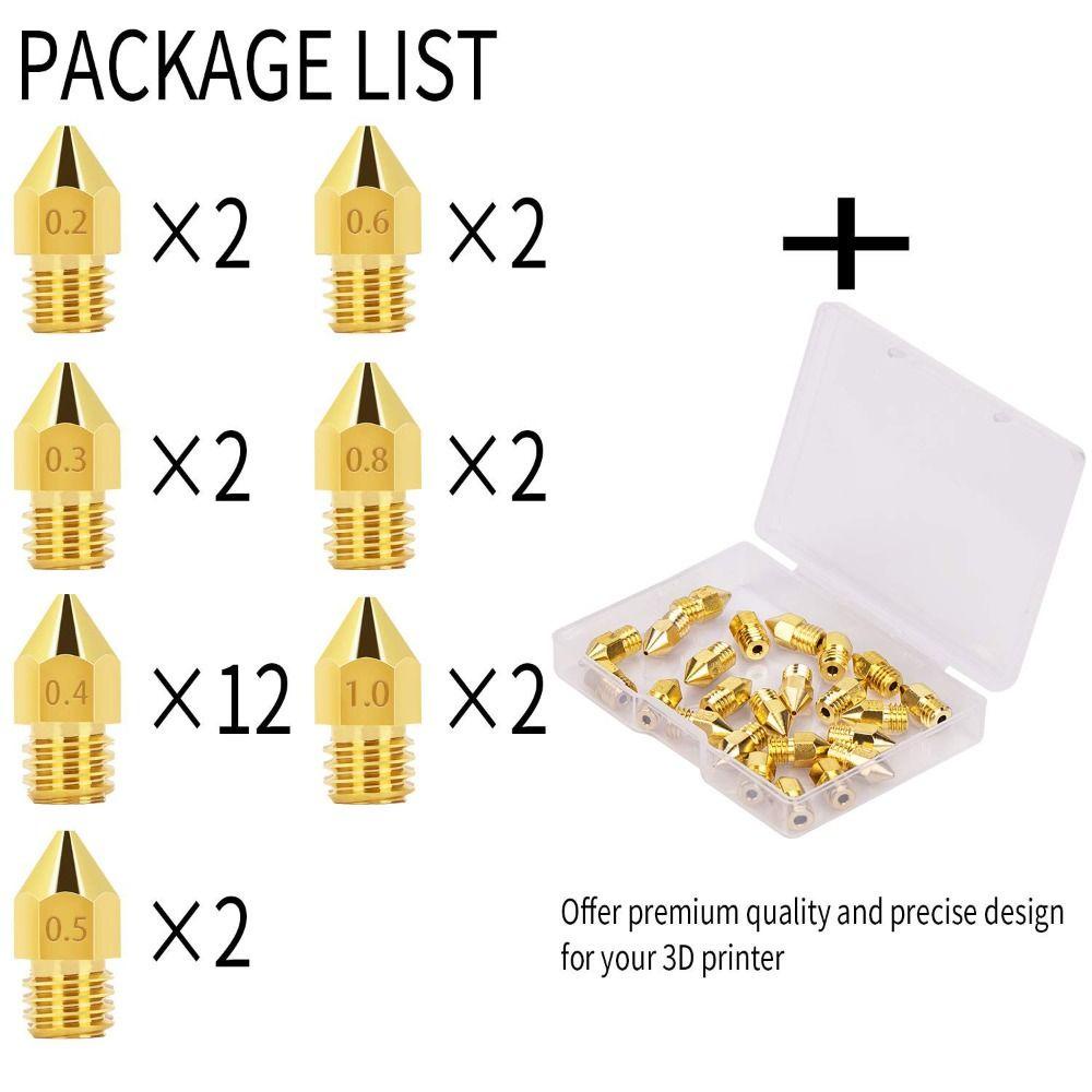 Populer 24PCS Extruder Nozzle Set 3D Printer Bagian Desain Yang Tepat Untuk Makerbot Creality CR-10 Ender3 5