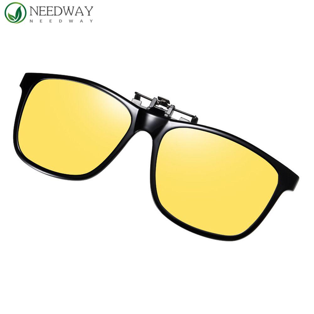 Needway Night Vision Sunglasses Vision Care Perempuan Flip Up Clip on Anti-UV Berubah Warna Photochromic Memancing Flip Up Clip on Kacamata Hitam