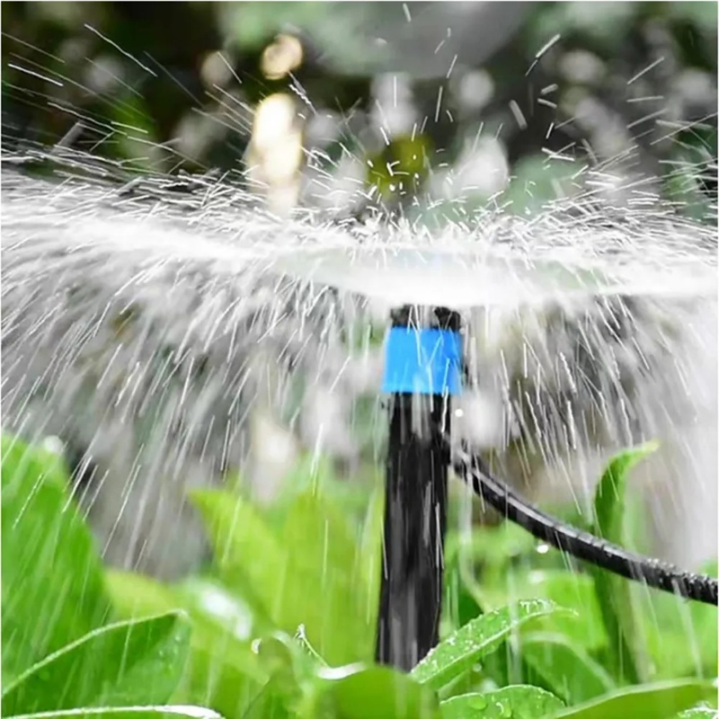 360° Sprinkler Adjustable Irigasi/ Plug-in Scattering Spray Dripper/ Nozzle Penyiram Tanaman Kebun