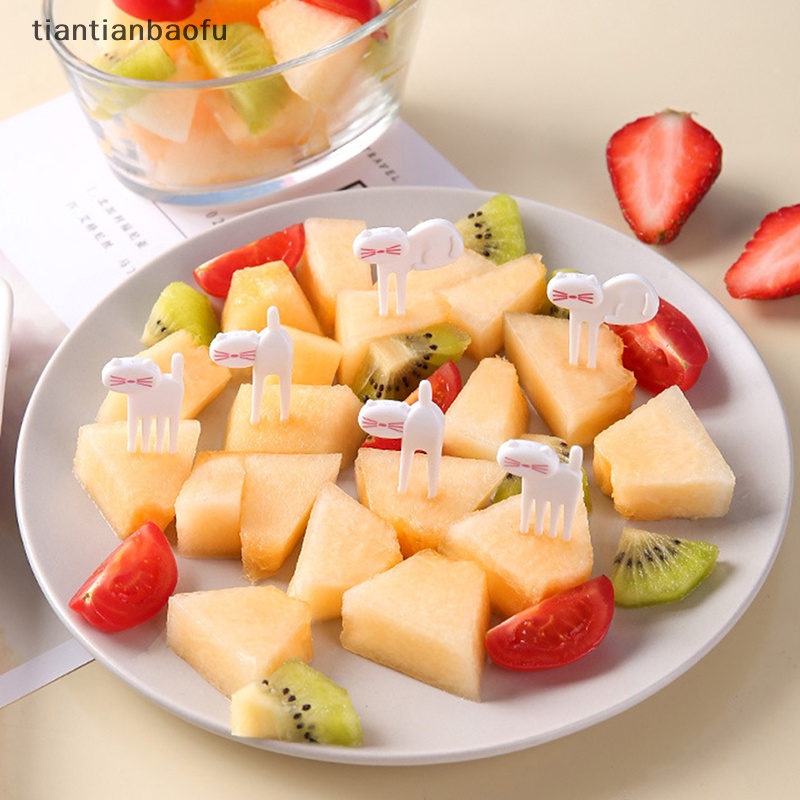 [tiantianbaofu] 6pcs Mini Anak Hewan Makanan Buah Picks Garpu Kotak Makan Aksesori Dekorasi Alat Butik