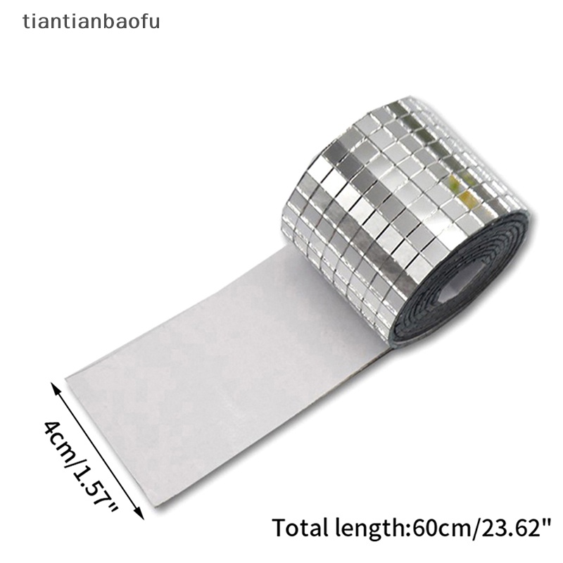 [tiantianbaofu] Kaca Cermin Mosaic Tiles Stickers Self-Adhesive Mini Square Round Glass Sticker Butik