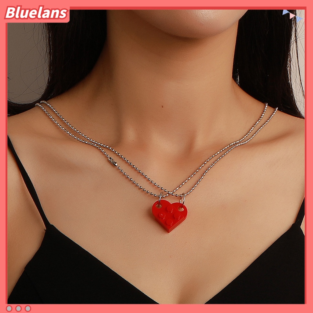 [BLS] 2pcs Kalung Pria Wanita Senada Dapat Dilepas Jigsaw Menarik Bentuk Hati Liontin Chokers Necklaces Untuk Pasangan