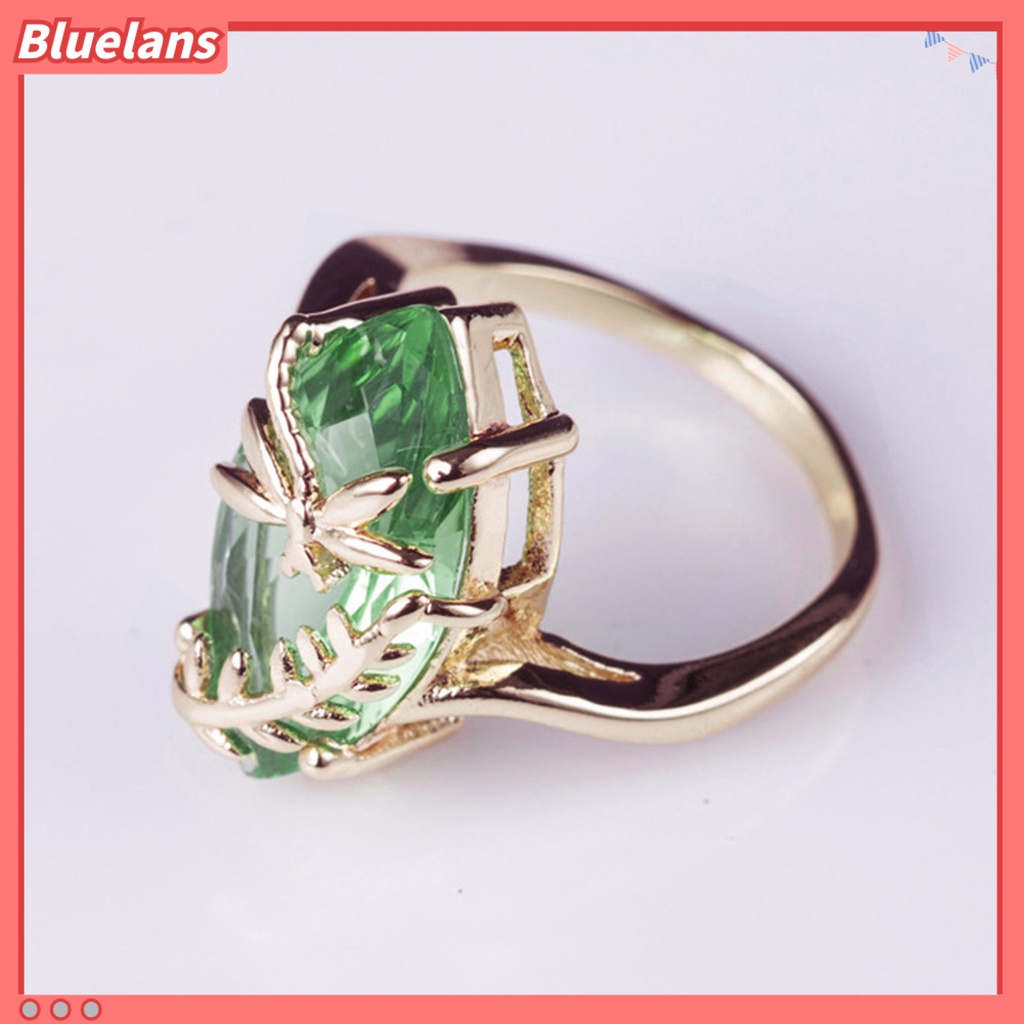 [BLS] Cincin Berlian Imitasi Transparan Emerald Faux Gemstone Dragonfly Decor Ring Untuk Pernikahan