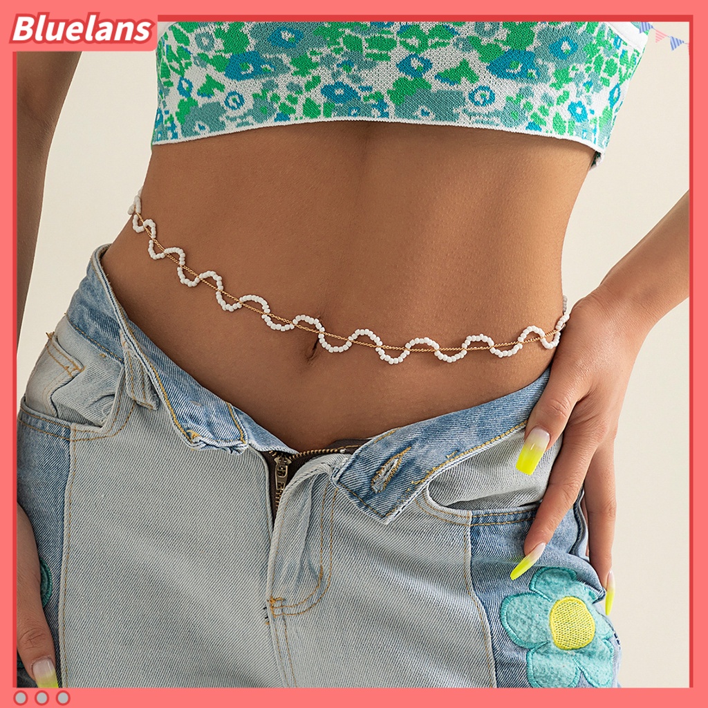 [BLS] Rantai Tubuh Manik-Manik Lilitan Gelombang Wanita Adjustable Bohemian Waist Chain Untuk Pesta