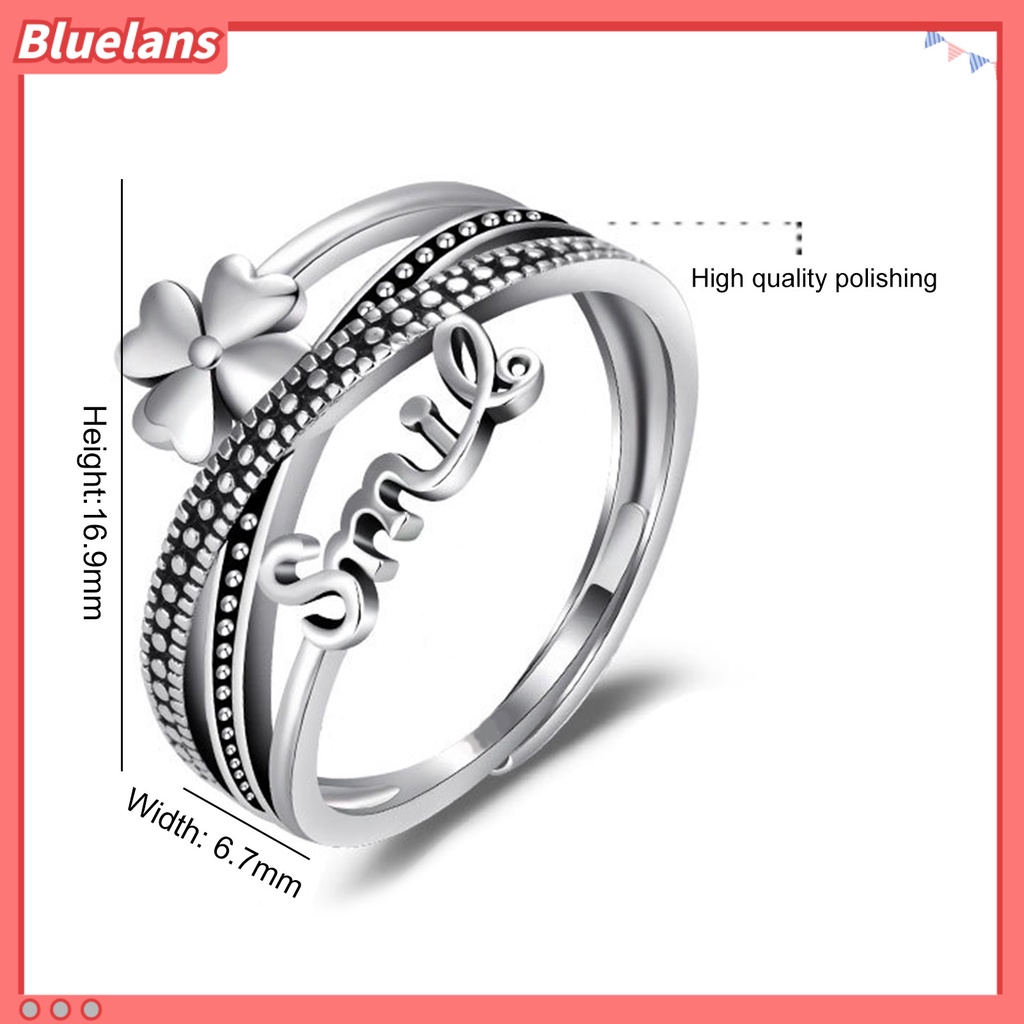 [BLS] Cincin Terbuka Geometris Multi Layer Desain Terbuka Nyaman Dipakai Gaya Salib Dekorasi Sentuhan Kulit Gaya Korea 4daun Semanggi Cincin Perhiasan Fashion