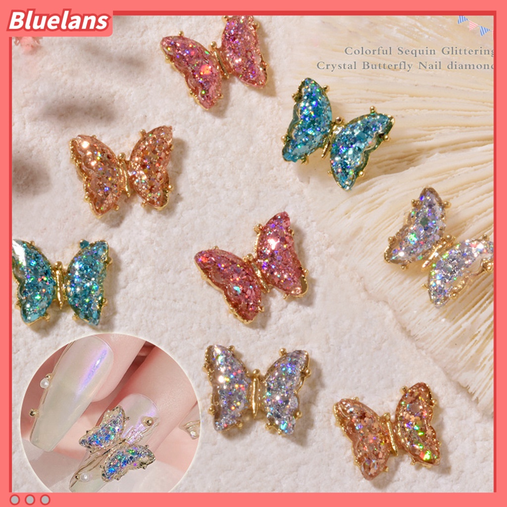 [BLM] Manicure Decoration Kuat Mewah Alloy Butterfly 3D Berlian Imitasi Hiasan Nail Art Untuk Wanita