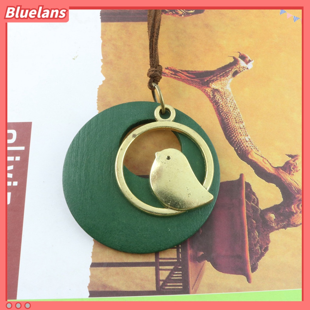 [BLS] Kalung Liontin Panjang Vintage Hias Dua Lapis Pakaian Senada Kayu Sweater Rantai Gaya Etnik Kalung Pakaian Sehari-Hari