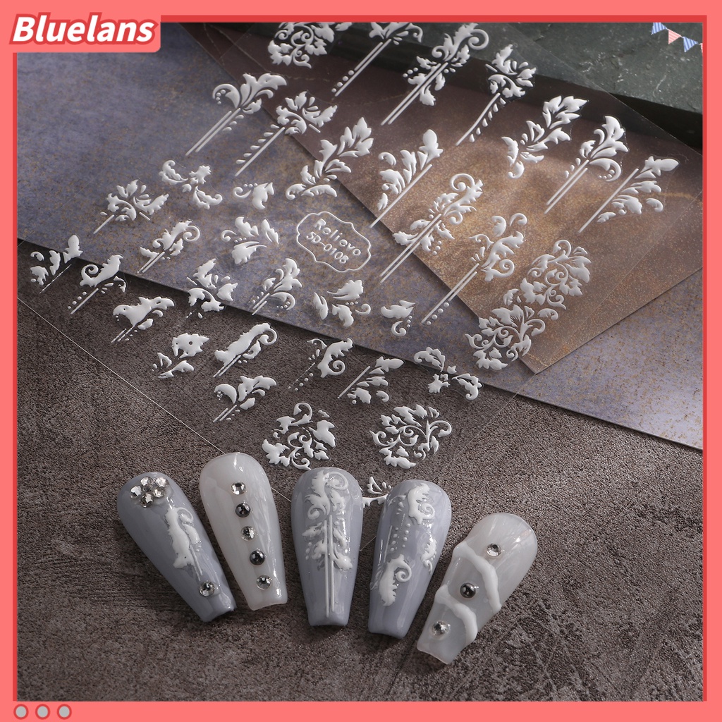 [BLM] Stiker Nail Art Perekat Diri 5D Relief Efek 3D Tidak Luntur DIY Gaya Jepang Motif Bunga Manicure Decals Salon Kuku Pasokan