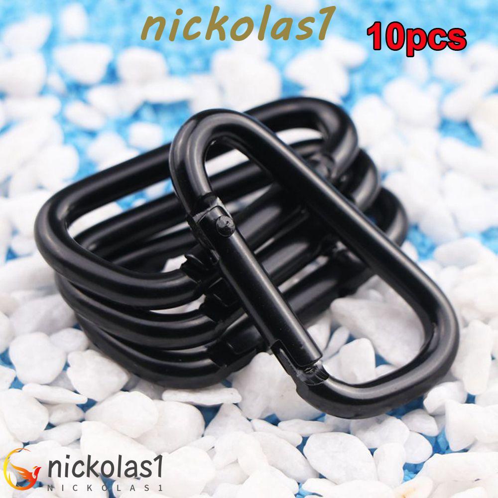 Nickolas1 Gantungan Kunci 10pcs Tas Ransel Praktis Bahan Aluminium Alloy Carabiner Berbentuk D Hitam