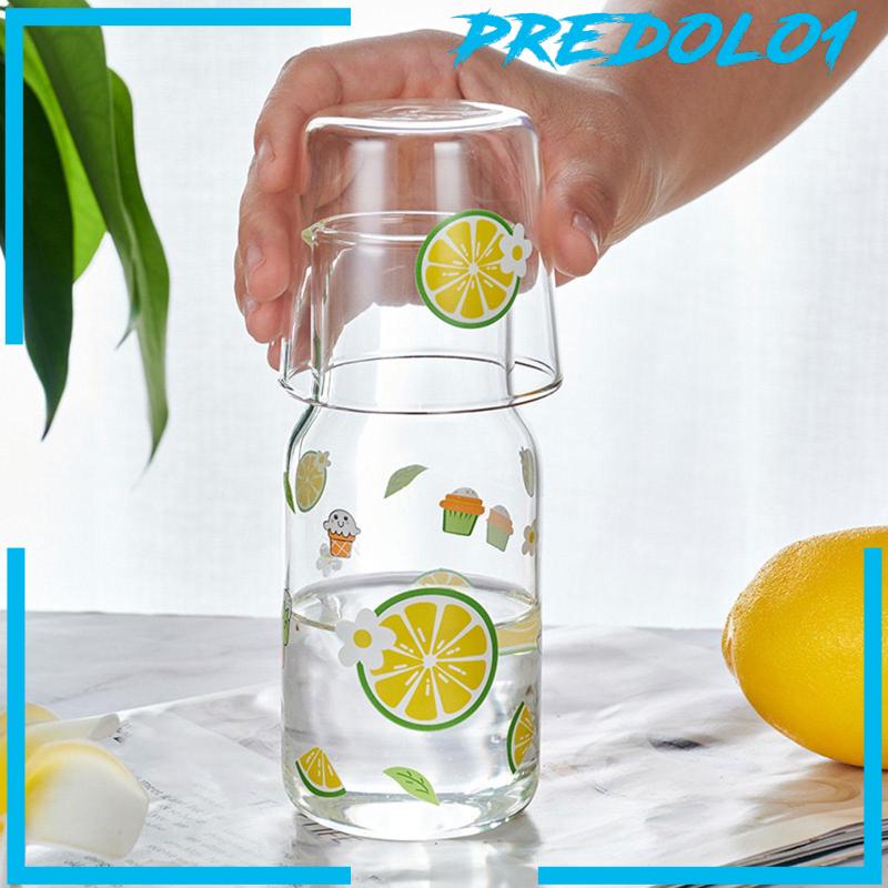 [Predolo1] Bedside Carafe water Carafe Gelas Set Untuk Jus Minum Kulkas Kantor