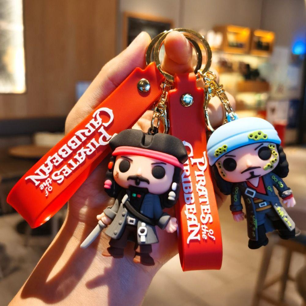 [Elegan] Pirates Of The Caribbean Keychainn Hadiah Ulang Tahun Kawaii Gantungan Kunci Fun Hias Anime Figure Captain Jack Keyring