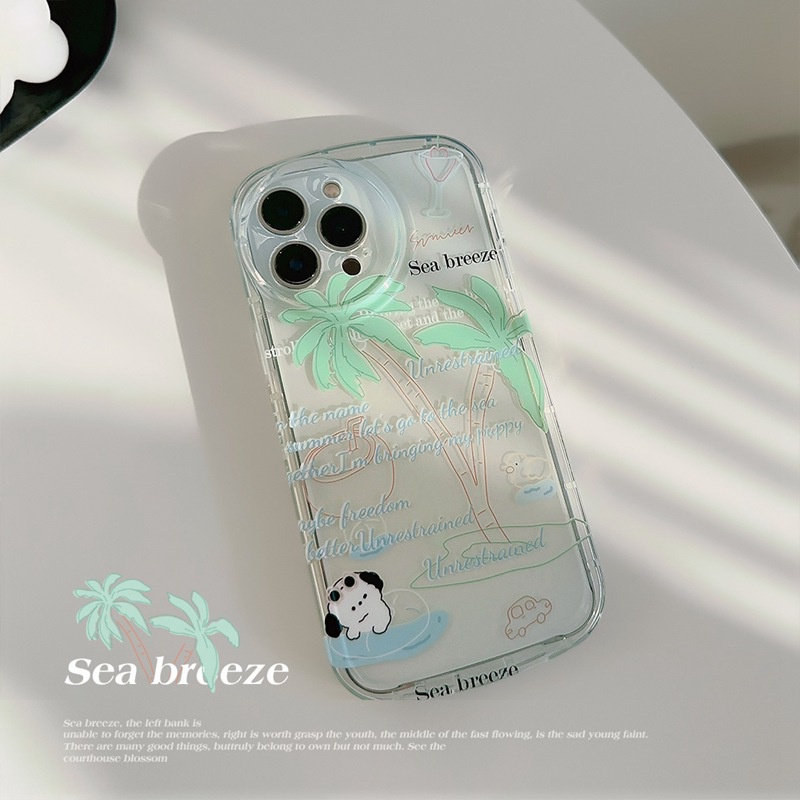 Ins Surfing Puppy Bening Lembut TPU Case iP iPhone 14+Plus 11 12 13 Pro Max IMD Gadis Wanita FTD Casing Apple