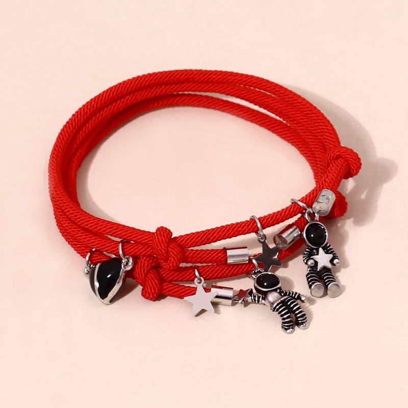 Spaceman Gelang Liontin Magnetik Astronot Kreatif Bintang Hati Pasangan Gelang Persahabatan Perhiasan Pecinta Gelang