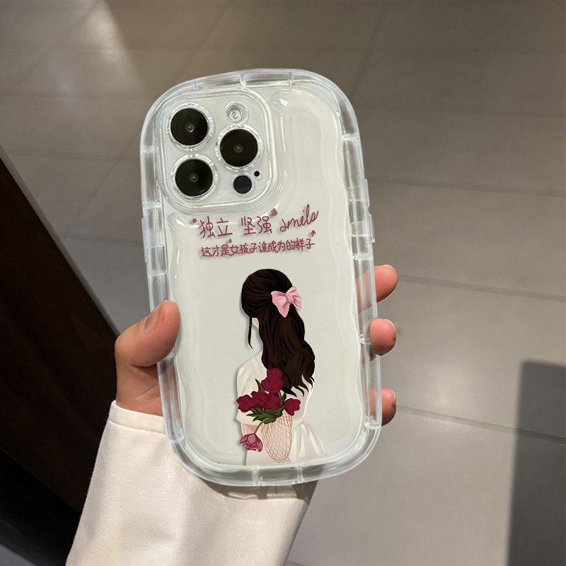 IPHONE Casing Ponsel Transparan Kompatibel Untuk Iphone13 11 14 12 Pro XS Max X Xr7 +8 Plus Casing Belakang Cewek Shockproof Lembut TPU Silicone Cover