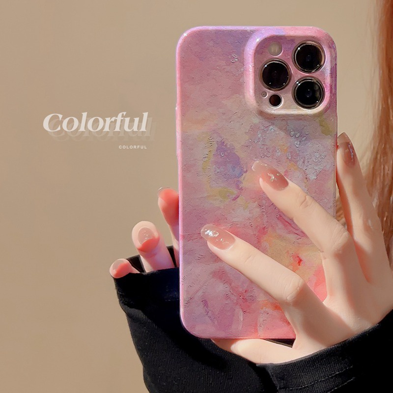 IPHONE Ultrathin Hard Case Iphone 7 8 14 Plus 7+ 8+ XR XS Max 11 12 13 14 Pro Max SE 2020 hadiah Wanita Kasing Cover Non Slip Musim Panas Pink Romantis