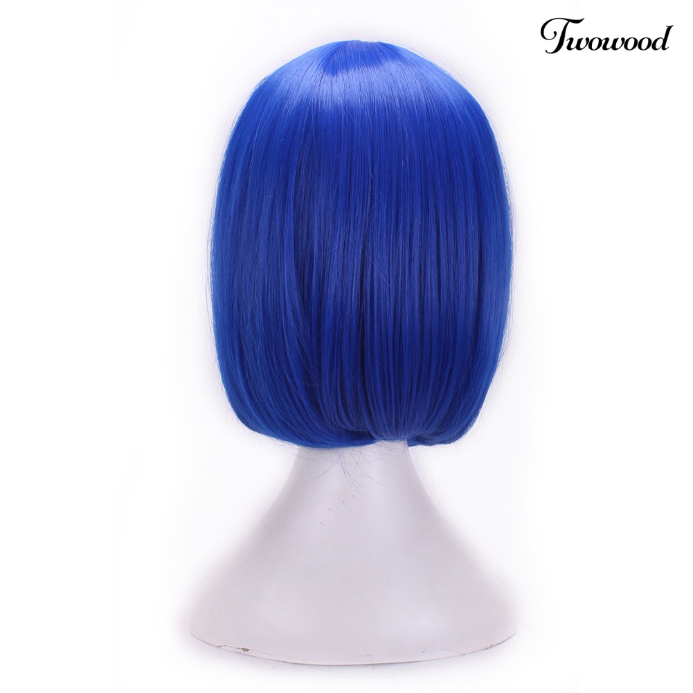 Twowood Wanita Gadis Cosplay Wig Serat Suhu Tinggi Lurus Pendek Wig Rambut Anime