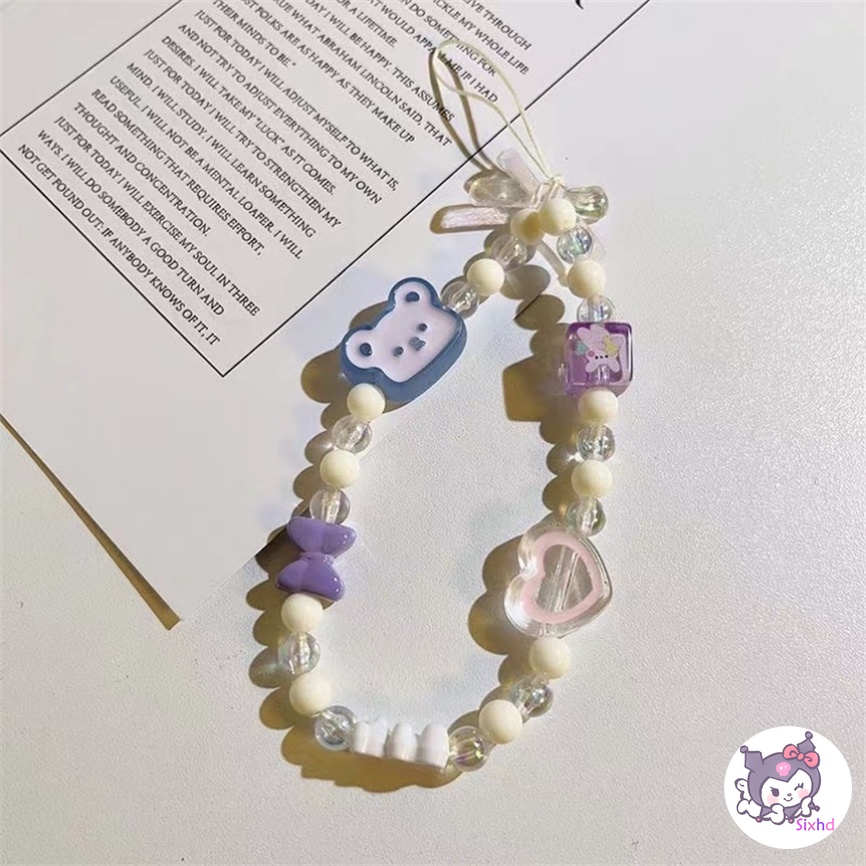 Kartun Boneka Telepon Lanyard Gelang Manik-Manik Universal Untuk iPhone Android Gaya Jepang Korea phone Case Liontin Dekorasi Aksesoris Telepon Serbaguna Pendant