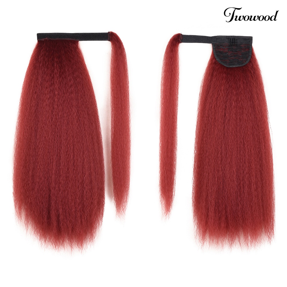 Twowood 55cm Wanita Berbulu Panjang Sintetis Pony Tail Afrika Wig Rambut Ekstensi Sopak