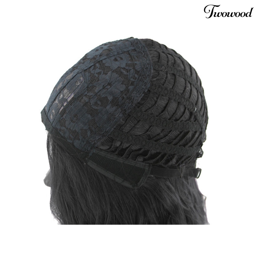 Twowood Wanita Ladies Wave Curly Rambut Wig Coklat Rose Net Pesta Perjamuan Tutup Kepala Sopak