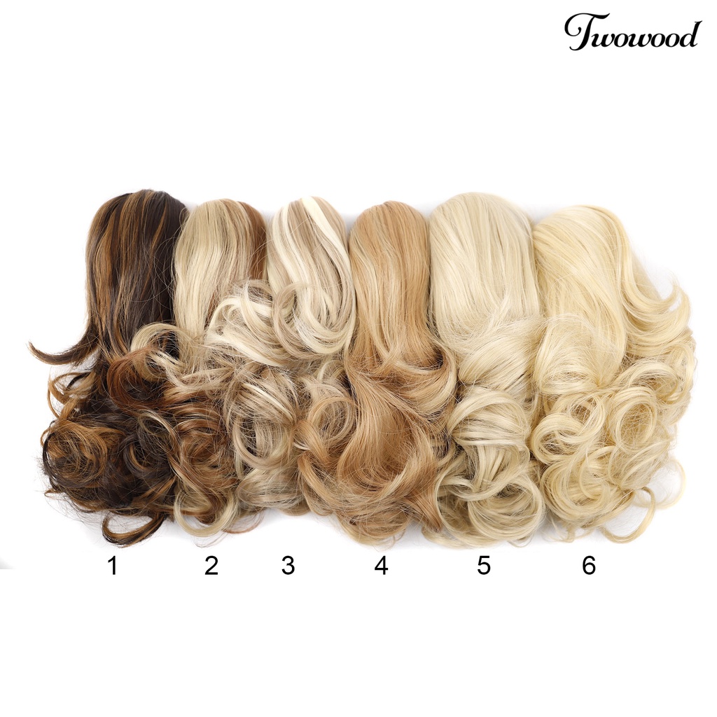 Twowood Wanita Wig Ponytail Style Soft Inner Mesh Serat Suhu Tinggi Pendek Bergelombang Ponytail Extension Rambut Hitam Coklat Untuk Perempuan