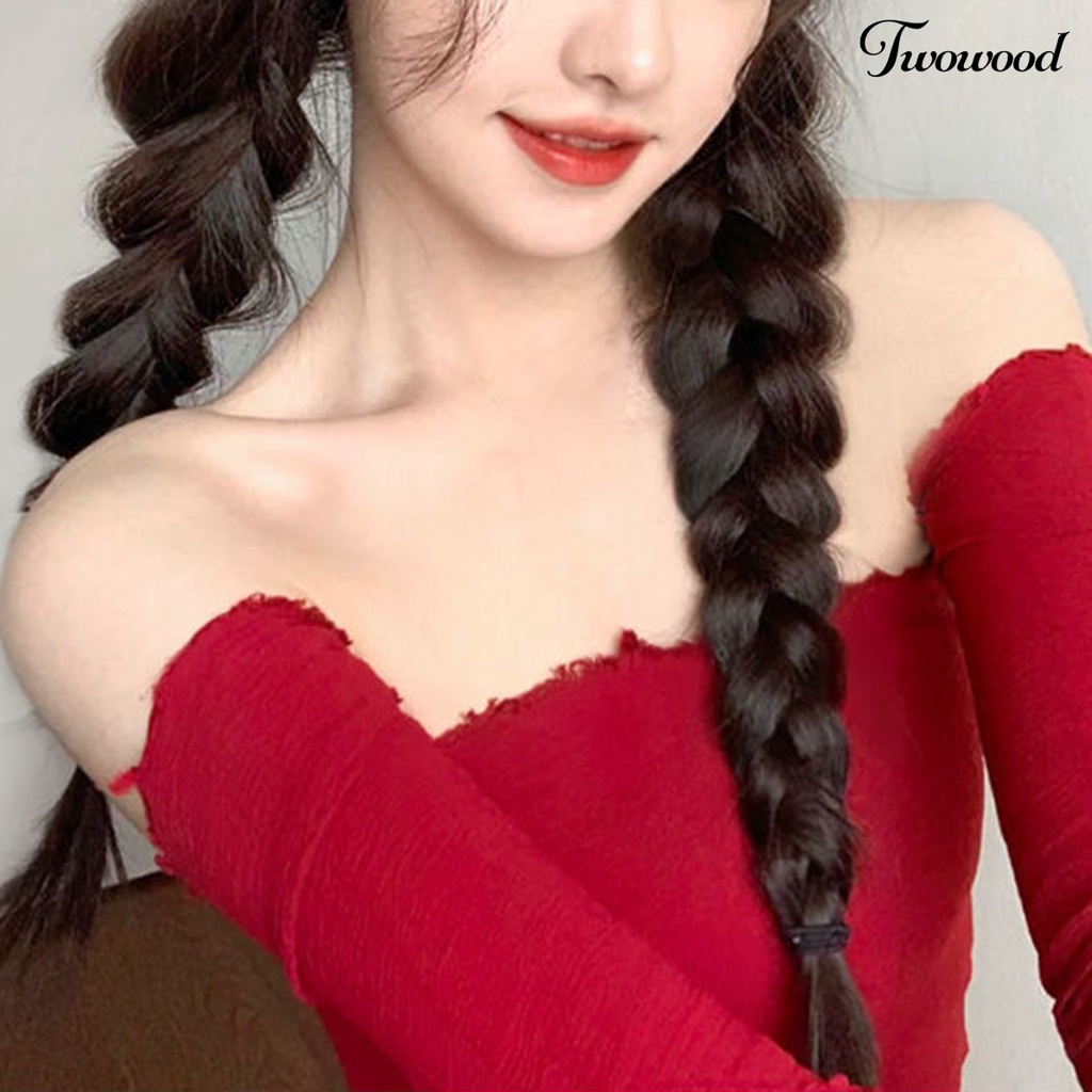 Twowood 1pasang Wig Wanita Mudah Dipakai Nyaman Alami Alat Makeup Suhu Tinggi Sutra Lucu Double Ponytails Wig Untuk Rumah