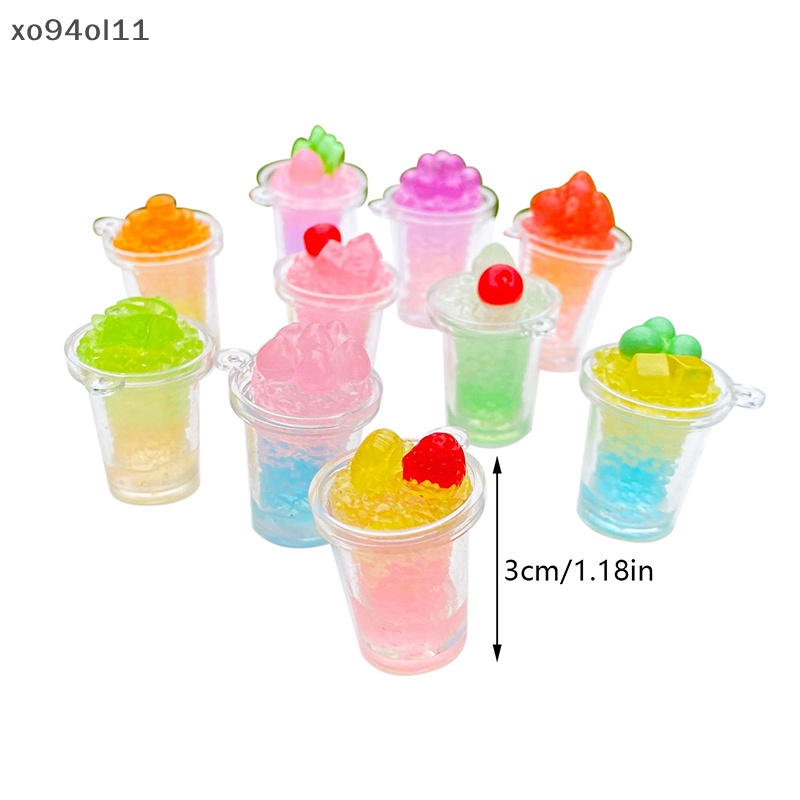 Xo 2Pcs Luminous Fruit Ice Cream Cup Ornamen Mini Warna Micro Landscape Dekorasi Rumah Boneka Miniatur Mainan OL