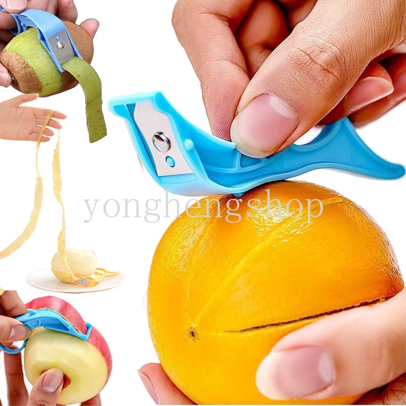 Kreatif 2in1 Buah Apel Peeler Orange Cutter Stainless Steel Peeler Ring Portable Manual Alat Kupas Pengupas Kulit Kentang Sayur Rotary Planer Kitche Perlengkapan