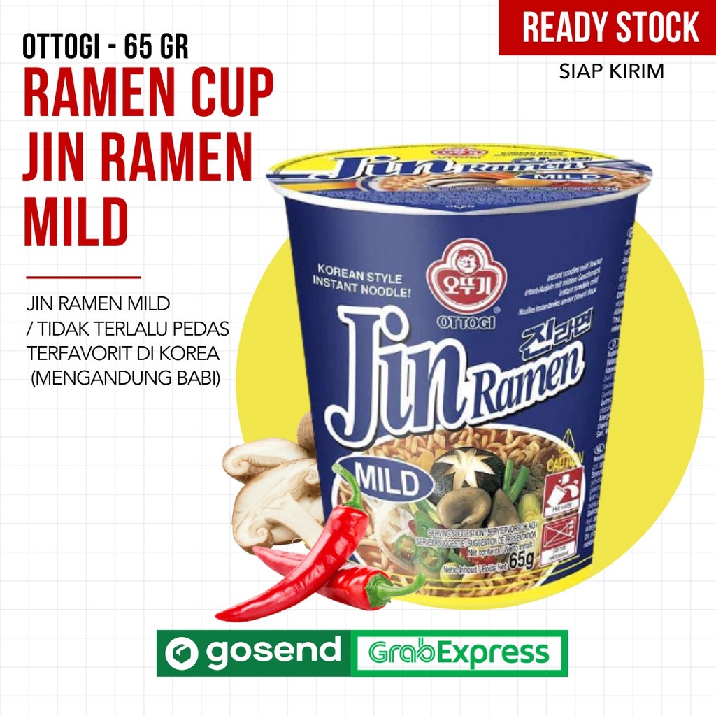 (TERMURAH) OTTOGI - Ramen Cup Jin Ramen Mild Mie Import - 65 GR