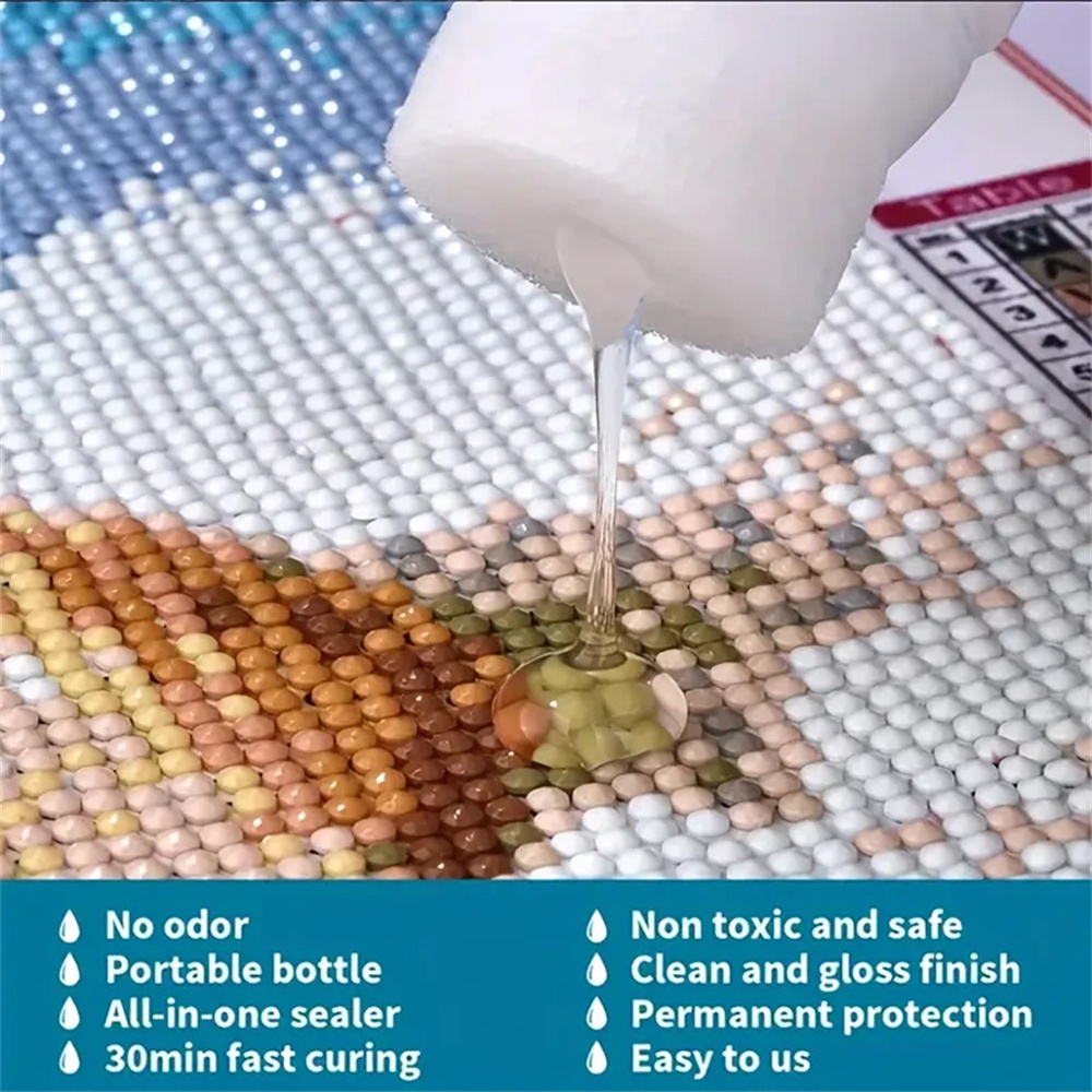 ღ 120ml Diamond Painting Sealer 5d Diamond Painting Art Glue Painting Puzzle Aksesoris Jahitan Silang Mosaik Cepat Kering