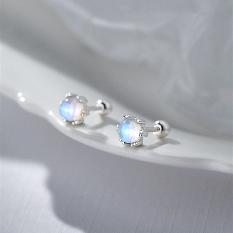 Anting Sekrup Opal Warna-Warni Elegan Fashion Perak Stud Earring Untuk Wanita Hypoallergenic Aksesoris Perhiasan