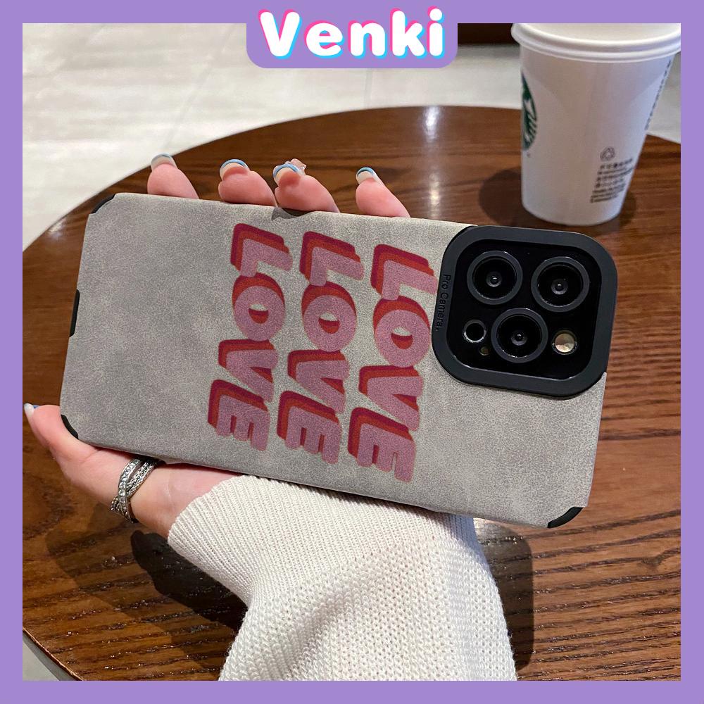 VENKI - Untuk iPhone 11 Case Leather Pupil Suede Case Soft Shockproof Case Camera Simple Cute Pink English Kompatibel dengan iPhone 14 13 Pro max 12 Pro max xr xs 7Plus 8Plus