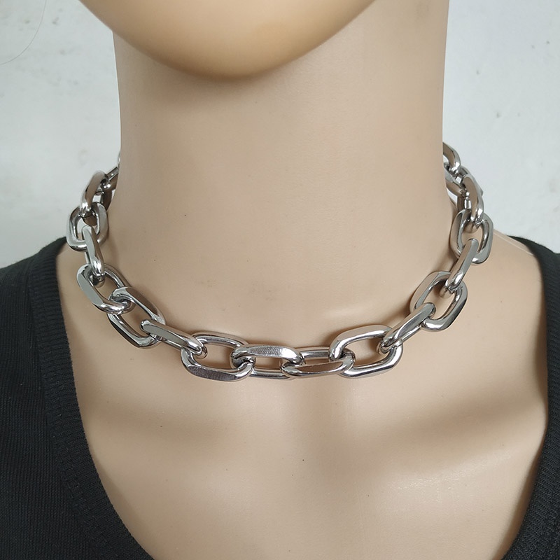 Punk Berlebihan Logam Berat Besar Tebal Rantai Choker Kalung Pria Goth Mode Klub Malam Kalung Perhiasan