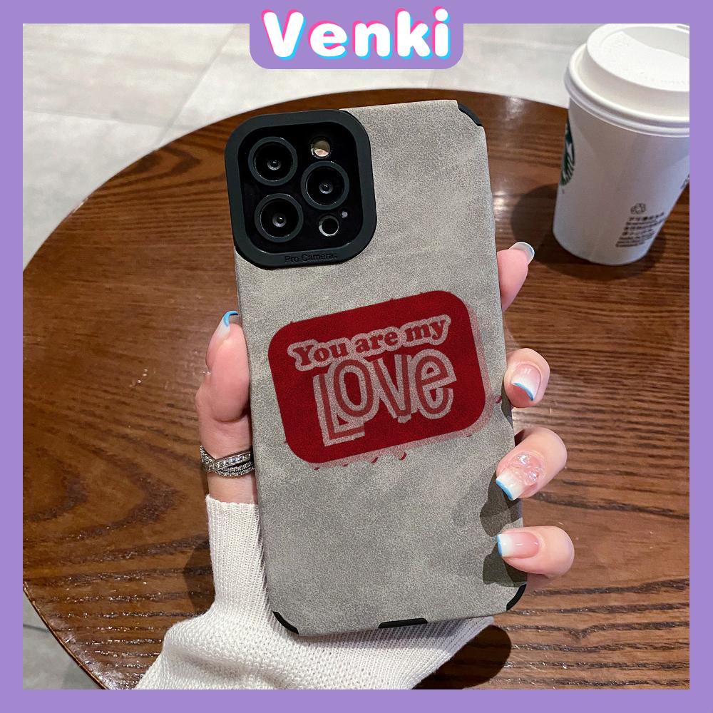 VENKI - Untuk iPhone 11 Case Leather Pupil Suede Case Soft Shockproof Phone Case Camera Simple Cute Red English Kompatibel dengan iPhone 14 13 Pro max 12 Pro max xr xs 7Plus 8Plus