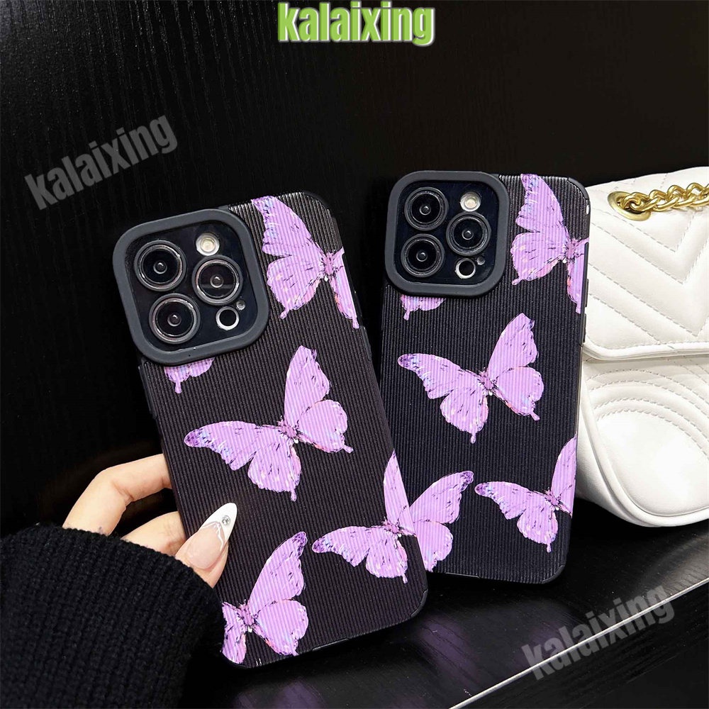 IPHONE Soft Case Kupu-Kupu Hitam Untuk Iphone11 12 13 14 Pro Max14 Plus Xs Max X XR 7 8 Plus Sarung Belakang Lembut