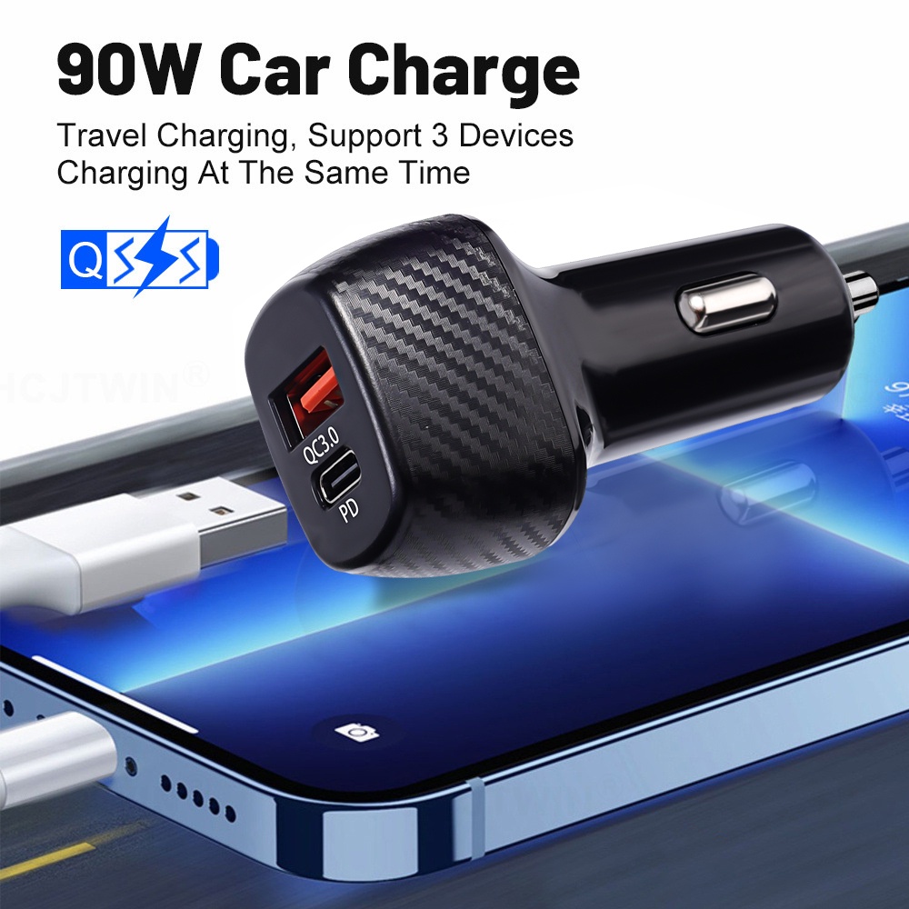 38 /15W PD USB QC3.0 Charger Telepon Mobil 3.1A 2-Port A+C Independen Quick Charger Type-C Ponsel Pengisian Cepat Adaptor Aksesoris Universal Mobil