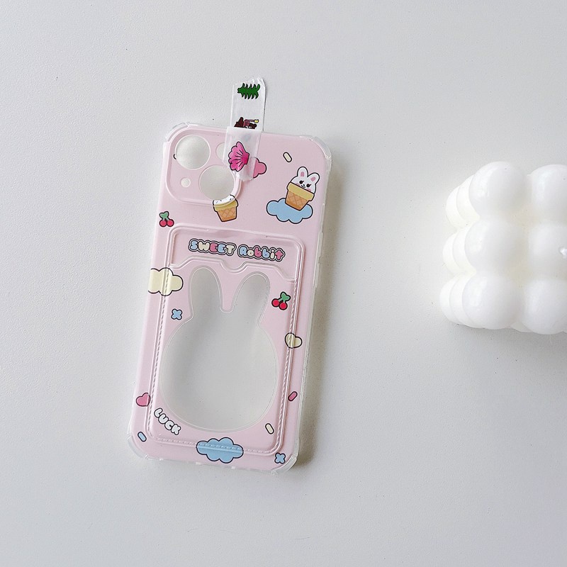 Card Case Bunny ICE Cream Soft Case HP iP iPhone 14 13 12 11 Pro X XS XR Max 7 8 + Plus Pink FTD Casing Apple