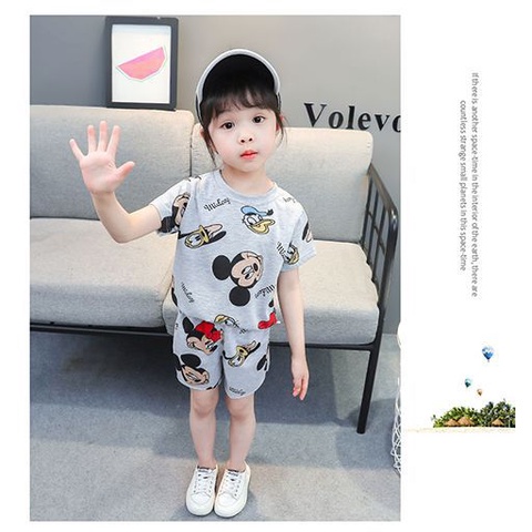 SETELAN PENDEK MICKEY MOUSE ANAK PEREMPUAN KATUN IMPORT