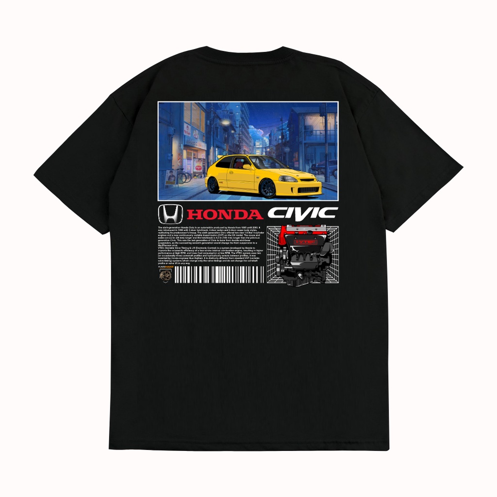 Kaos T Shirt HONDA CIVIC FERIO EK9 TYPE R JDM V2 Kaos Otomotif