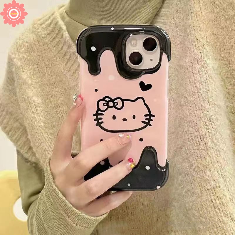 IPHONE Kartun Hello Kitty Case Kompatibel Untuk Iphone11 7Plus XR 14 12 13 Pro Max X XS Max 7 8 Plus Kreatif Permen 3D Es Krim Cinta Lucu Hati Kue Beruang Lembut Tpu Cover