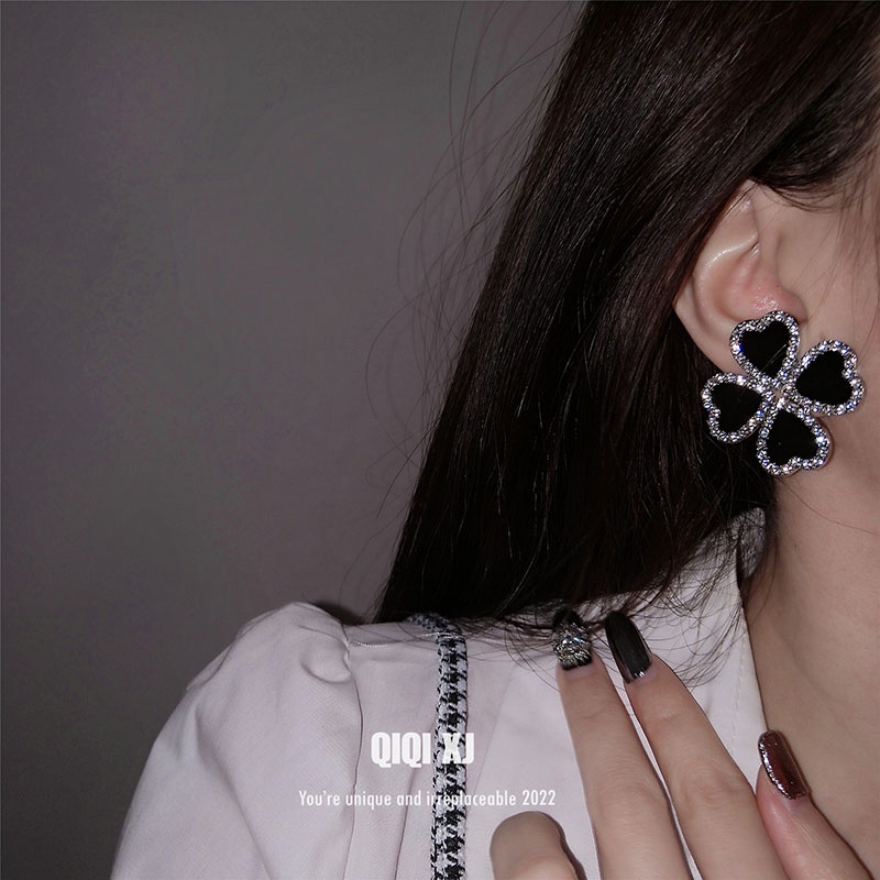 Anting Geometris Hati Bunga Berlian Imitasi Fashion Untuk Anak Perempuan