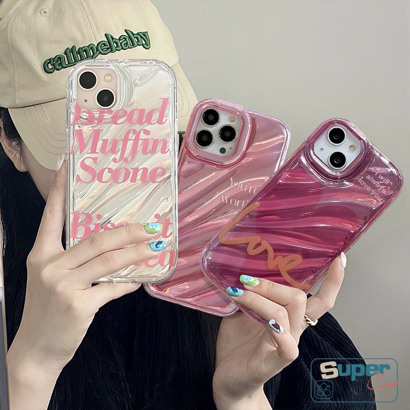 IPHONE 3d Stereo Corrugation Fashion Mewah Sederhana Surat Telepon Case Kompatibel Untuk Iphone14 7Plus XR 11 13 12 Pro MAX X7 8 6 6S Plus XS MAX SE 2020kartu Warna Dazzle Kreatif Case