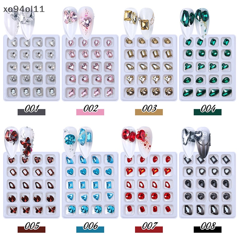 Xo 20PCS 3D Nail Art Rhinestones Kristal Batu Warna-Warni Tips Dekorasi DIY OL