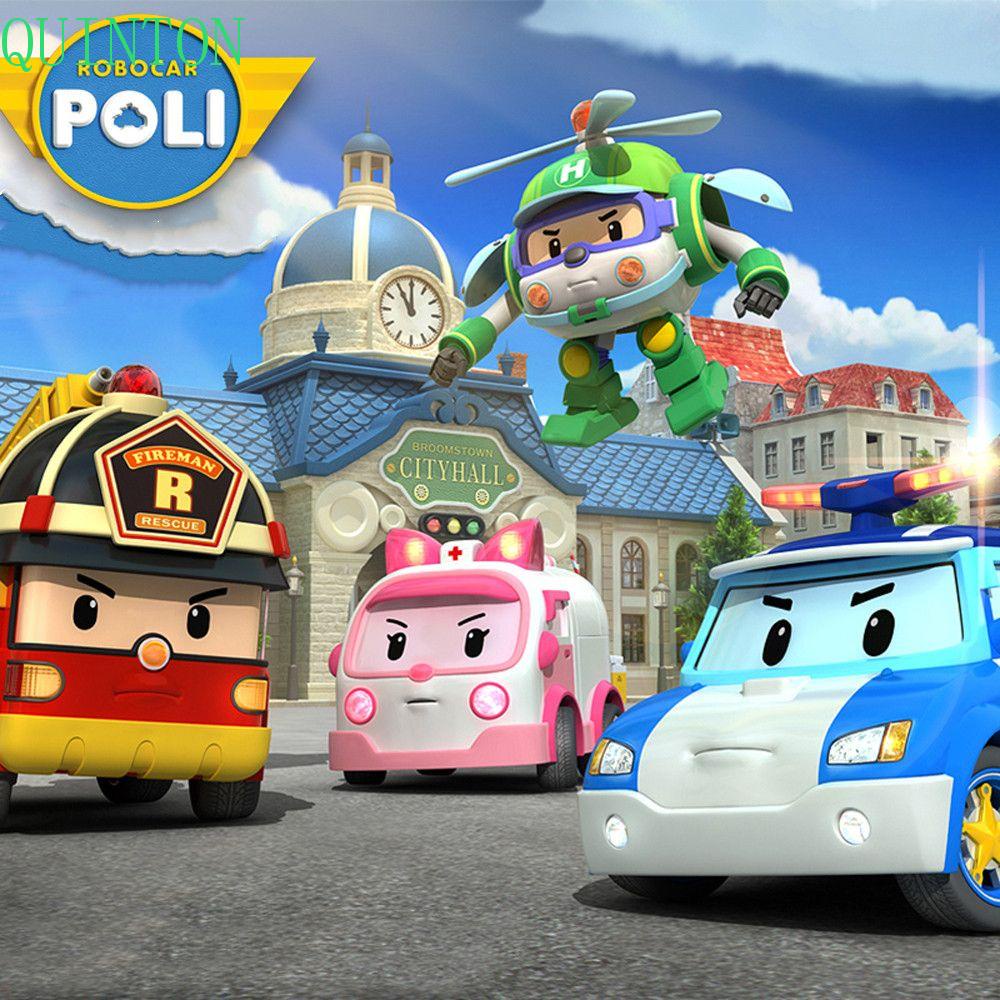 ROBOCAR POLI Mainan Anime Poli QUINTON Robocar Mainan Kendaraan Hadiah Terbaik Robot Poli Mainan Anak Roy Haley Mobil Paduan Logam